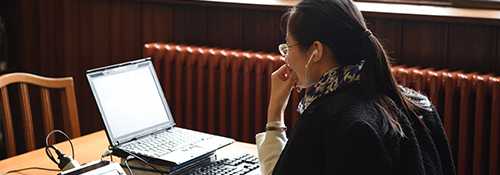A student on a laptop